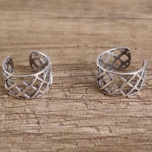 Diamond Weave Ear Cuffs 925 Silver